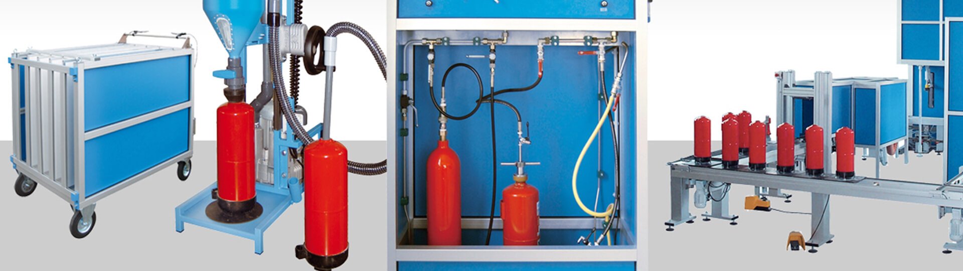 Filling, Testing, Drying, Screwing of Fire extinguishers